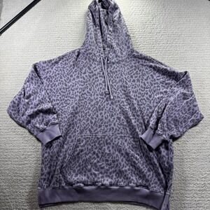 American Eagle Jegging Fit Oversized Purple Leopard Print Hoodie, Medium